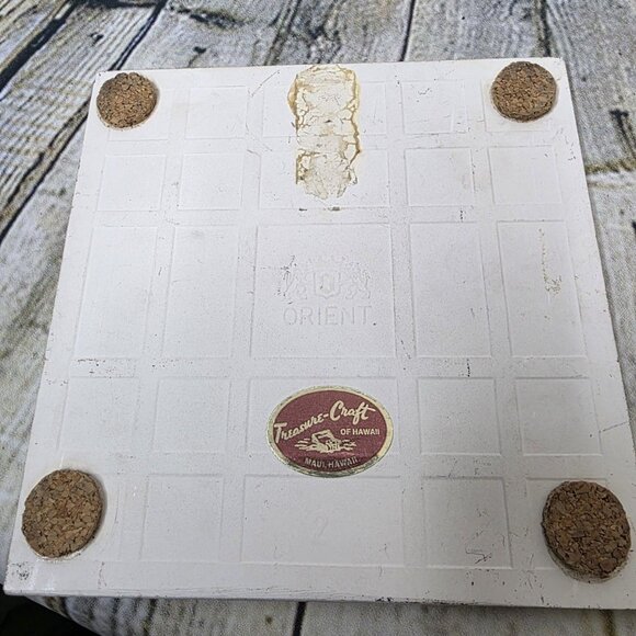 White Brown Aloha Hawaii Map Treasure Craft Tile Trivet Appx 6 x 6 Inches - Picture 2 of 4